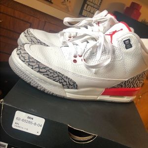 Jordan retro 3s white and red HALL OF FAME